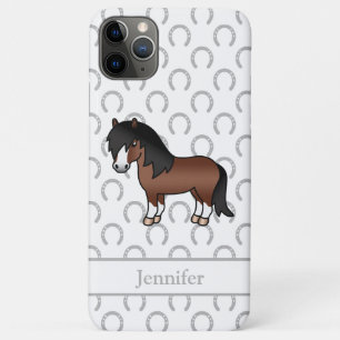 茶色のシェトランドポニーのかわいいキャラクターイラスト iPhone 11 PRO MAXケース