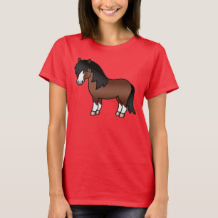 茶色のシェトランドポニーのかわいいキャラクターイラスト Tシャツ