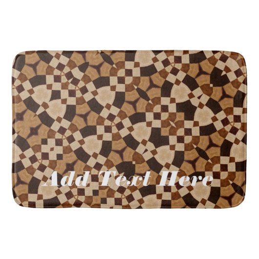 茶色のシェードの幾何学的万華鏡のように千変万化するパターン バスマット (正面)