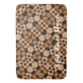 茶色のシェードの幾何学的万華鏡のように千変万化するパターン バスマット (正面縦)