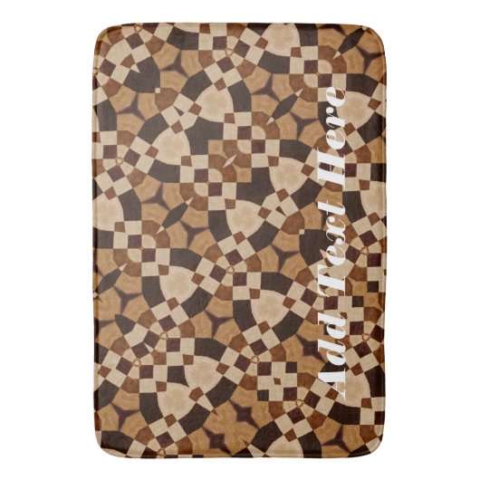 茶色のシェードの幾何学的万華鏡のように千変万化するパターン バスマット (正面縦)