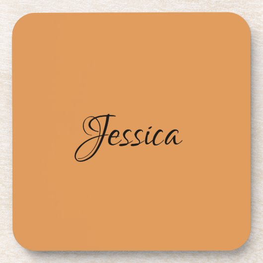 茶色のシンプルスクリプト名はプレーン コースター (正面)
