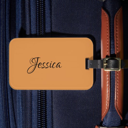 茶色のシンプルスクリプト名はプレーン ラゲッジタグ (正面インサイチュ4)