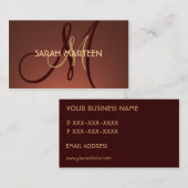 茶色のシンプルフェードカスタムモノグラムカード 名刺 (正面/裏面)