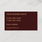 茶色のシンプルフェードカスタムモノグラムカード 名刺 (裏面)