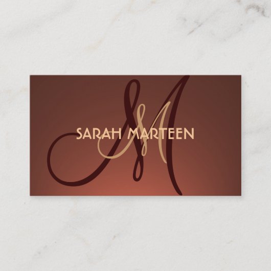 茶色のシンプルフェードカスタムモノグラムカード 名刺 (正面)
