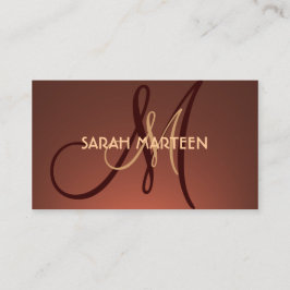 茶色のシンプルフェードカスタムモノグラムカード 名刺
