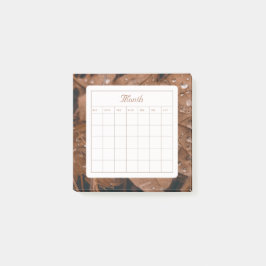 茶色のシンプル月次スケジュールカレンダー ポストイット
