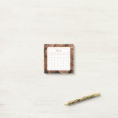 茶色のシンプル月次スケジュールカレンダー ポストイット (デスク上)
