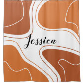 茶色のジオメトモダンリ抽象芸術シェイプパターン名 シャワーカーテン (正面)