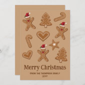 茶色のジンジャーブレッドクリスマスクッキーの形状 シーズンカード (正面/裏面)
