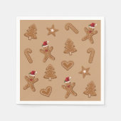 茶色のジンジャーブレッドクリスマスクッキーの形状 スタンダードカクテルナプキン (正面)
