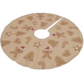 茶色のジンジャーブレッドクリスマスクッキーの形状 ブラッシュドポリエステルツリースカート (アングル)