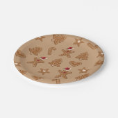 茶色のジンジャーブレッドクリスマスクッキーの形状 ペーパープレート (アングル)