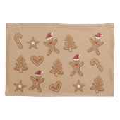 茶色のジンジャーブレッドクリスマスクッキーの形状 枕カバー (裏面-左)