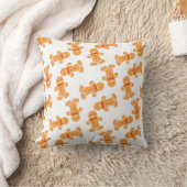 茶色のジンジャーブレッドマンオン白 クッション (ブランケット)