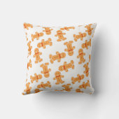 茶色のジンジャーブレッドマンオン白 クッション (裏面)