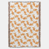 茶色のジンジャーブレッドマンオン白 スローブランケット (正面縦)