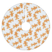 茶色のジンジャーブレッドマンオン白 ブラッシュドポリエステルツリースカート (正面)