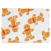 茶色のジンジャーブレッドマンオン白 ラージペーパーバッグ (裏面)