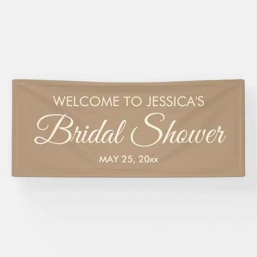 茶色のスクリプエレガントトブライダルシャワーへようこそ 横断幕 (横)