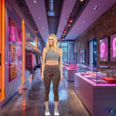 茶色のスタイリッシュピンクの幾何学的なカスタマイズ可能なパターン カプリレギンス