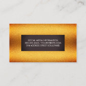 茶色のスタイリッシュラベル付き金ゴールドきらめく 名刺 (裏面)