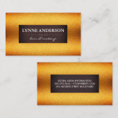 茶色のスタイリッシュラベル付き金ゴールドきらめく 名刺 (正面/裏面)