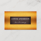 茶色のスタイリッシュラベル付き金ゴールドきらめく 名刺 (正面)