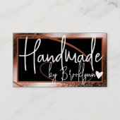 茶色のスタイリッシュ金ゴールドフレームハート名で手作り 名刺 (正面)