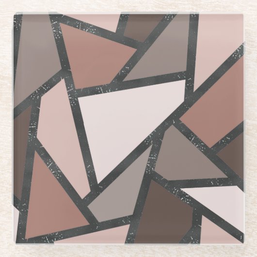 茶色のステンドグラス模様の色合い ガラスコースター (正面)