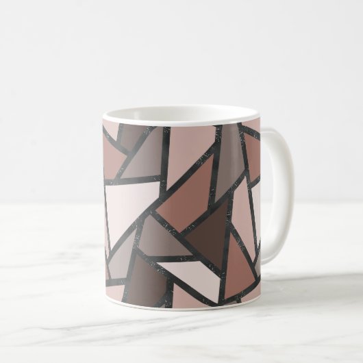 茶色のステンドグラス模様の色合い コーヒーマグカップ (正面右)
