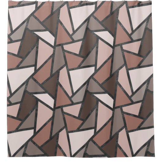 茶色のステンドグラス模様の色合い シャワーカーテン (正面)