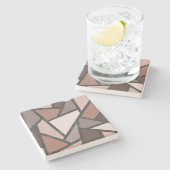 茶色のステンドグラス模様の色合い ストーンコースター (横)