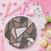 茶色のステンドグラス模様の色合い ペーパープレート (パーティー)