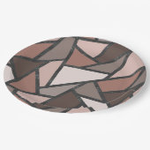 茶色のステンドグラス模様の色合い ペーパープレート (アングル)