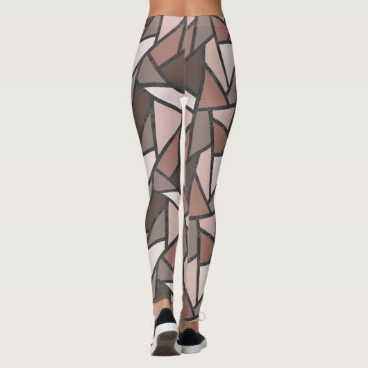 茶色のステンドグラス模様の色合い レギンス (裏面)