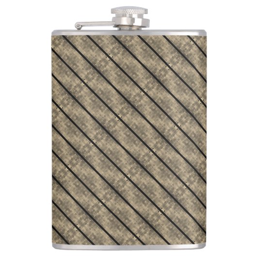 茶色のストライプ仕切りと黒またはチェスの傾き フラスク (正面)