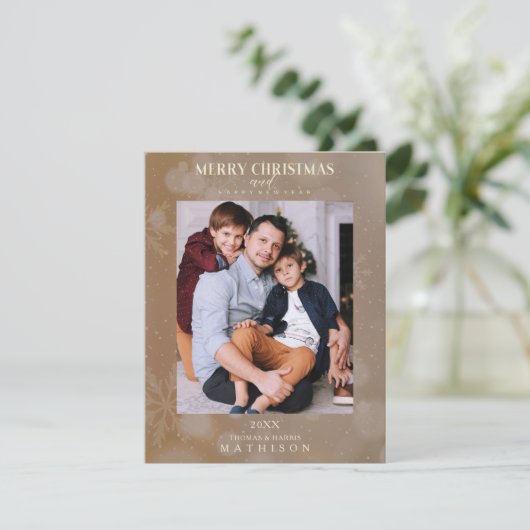 茶色のスノーフレークのクリスマスモダンのカスタム写真 (スタンド正面)