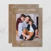 茶色のスノーフレークのクリスマスモダンのカスタム写真 (正面/裏面)