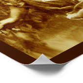 茶色のセピアで羽を持つロマンチックな天使、白 ポスター (角)