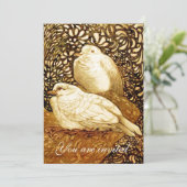 茶色のセピアに白いハト 招待状 (スタンド正面)