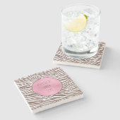 茶色のゼブラ印刷 ストーンコースター (横)