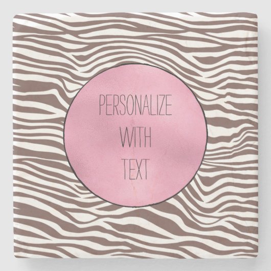 茶色のゼブラ印刷 ストーンコースター (正面)