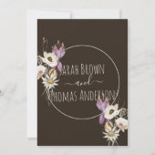 茶色のソフトカラー野生の花招待状 招待状 (裏面)