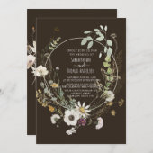 茶色のソフトカラー野生の花招待状 招待状 (正面/裏面)