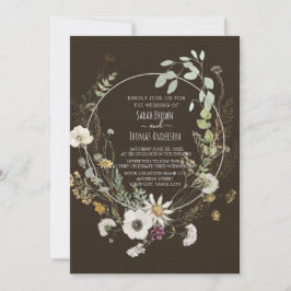 茶色のソフトカラー野生の花招待状 招待状