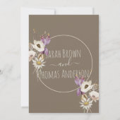 茶色のソフトカラー野生の花招待状 招待状 (裏面)