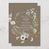 茶色のソフトカラー野生の花招待状 招待状 (正面/裏面)
