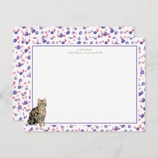 茶色のタビー猫の文パーソナライズされた房具 ノートカード (正面/裏面)